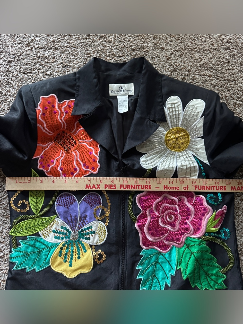 Russell Kemp Y2K Silk Jacket 6 NWT Beaded Floral Maximalist Art to Wear Vintage - Picture 15 of 16
